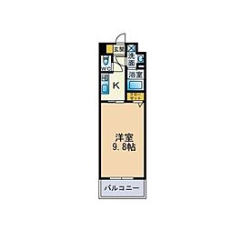 プランドール 1Kの間取図画像