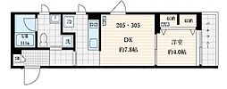 Fullea本町 1DKの間取図画像