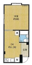 日経川崎ビル 1DKの間取図画像