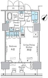 晴海フラッグ ポートヴィレッジ C棟 9階1LDKの間取り