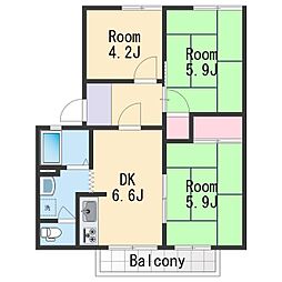 フレグランスロゼ 3DKの間取図画像