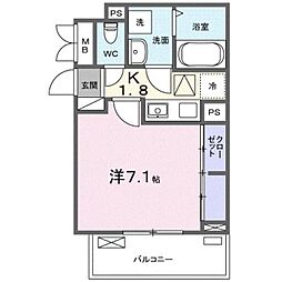 ピヴォワンヌ 1Kの間取図画像