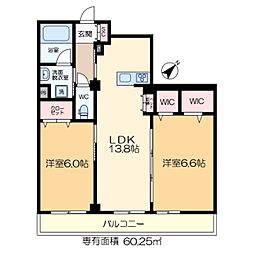 エーデルハイム 2LDKの間取図画像