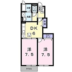 ヴィラプルメリア 2DKの間取図画像
