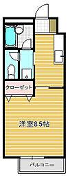 アオバハイム 1Kの間取図画像