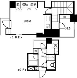 パレステュディオ三番町II 10階ワンルームの間取り