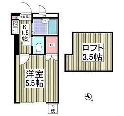 フリーダムA棟 1Kの間取図画像