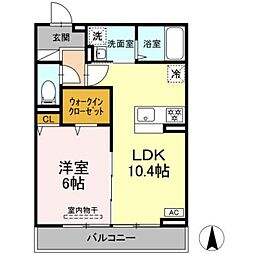 D Paina 矢向 1LDKの間取図画像