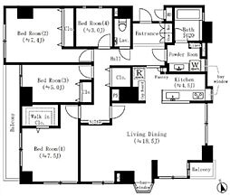 フォレスタ御苑前 4LDKの間取図画像
