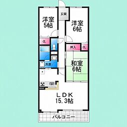 浅香山グリーンマンション 3LDKの間取図画像
