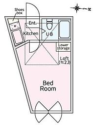 アーク中野3丁目 2階ワンルームの間取り