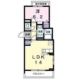 プラシード 1LDKの間取図画像