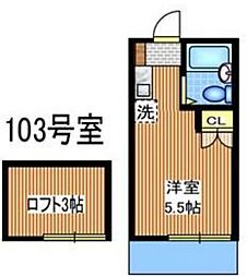 第2エクセル向台 ワンルームの間取図画像