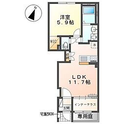 ポラリス所沢 1LDKの間取図画像