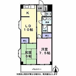 白樺 2LDKの間取図画像
