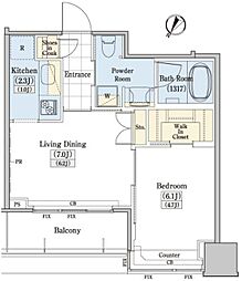 レジディアタワー上池袋 タワー棟 15階1LDKの間取り