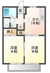 グランドール柏南B 2DKの間取図画像