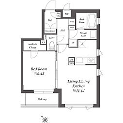 グランデュオ若林6 1LDKの間取図画像
