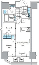ルフォンプログレ田原町 2LDKの間取図画像