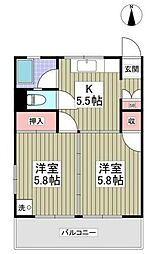 フタバハイツ 2Kの間取図画像