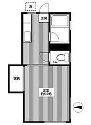 古谷荘 1Kの間取図画像