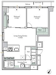 brookside suitengu-mae 2階2LDKの間取り