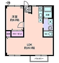 アークス柏の葉 1LDKの間取図画像