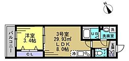 シティハウス豊四季 1LDKの間取図画像
