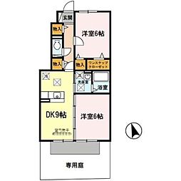 グランモアミヤビ 2DKの間取図画像