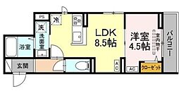 セレスティア若宮 3階1LDKの間取り