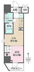 ルフォンプログレ元浅草マークス 1DKの間取図画像