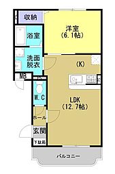 ユーミー元町公園 1LDKの間取図画像