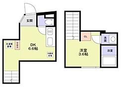 Ｋａｇｕｒａｚａｋａ Ｔｅｒｒａｃｅ 2階1DKの間取り