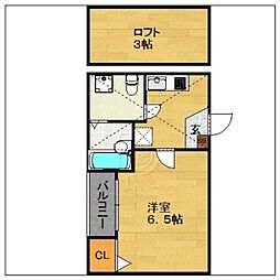 コンフォートベネフィス福大前3 1Kの間取図画像