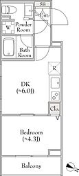 ディームス中野富士見町 1DKの間取図画像