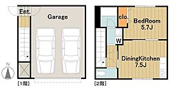 ロイヤルガレージ町田 2階1LDKの間取り