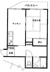 エクセルハイム西ケ原 1DKの間取図画像