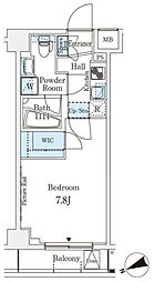 アジールコート山手動坂 6階1Kの間取り