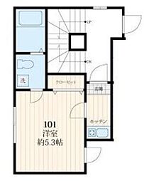 AmitieOjikamiya 1Kの間取図画像