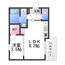 (仮称)ジーメゾン泉佐野春日町 1LDKの間取図画像