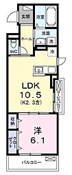 キー ウェスト 1LDKの間取図画像