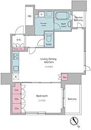 レジディア勝どき 1LDKの間取図画像