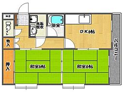 プラムハイツ 2DKの間取図画像