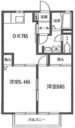 エトワール2 2DKの間取図画像