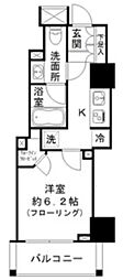クレヴィアタワー池田山 1Kの間取図画像