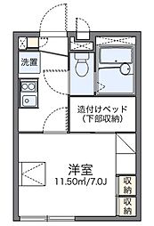レオパレスハピネス 1階1Kの間取り