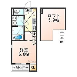 ハーモニーテラス深草僧坊町 1Kの間取図画像