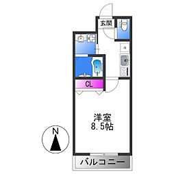 フジパレス俊徳道EAST 1Kの間取図画像