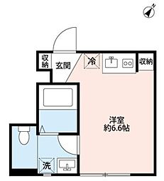 ハナテラス竹ノ塚 1階ワンルームの間取り