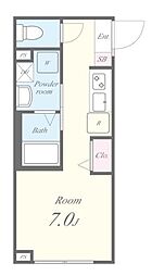 コルビジェIV 2階ワンルームの間取り